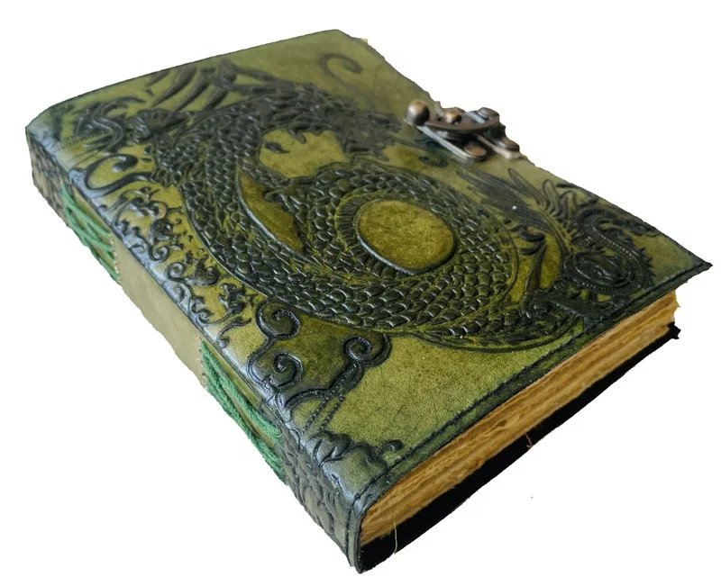 Celtic Dragon Journal Antique Spell Deckle Hardcover Writing Notebook Embossed Leather Gift Quality Embossed Leather Writing