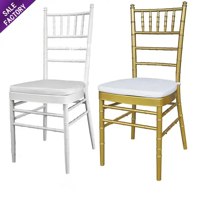 Supplies China factory metal gold white weddings banquet chiavari chair with cushion for events