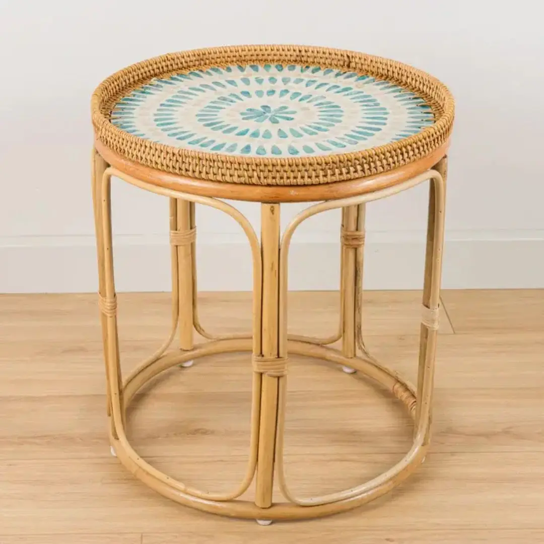 Handmade Natural Rattan Coffee Table Luxury Marble Design Factory Direct Best Seller Home Decor Living Room Furniture Vietnam