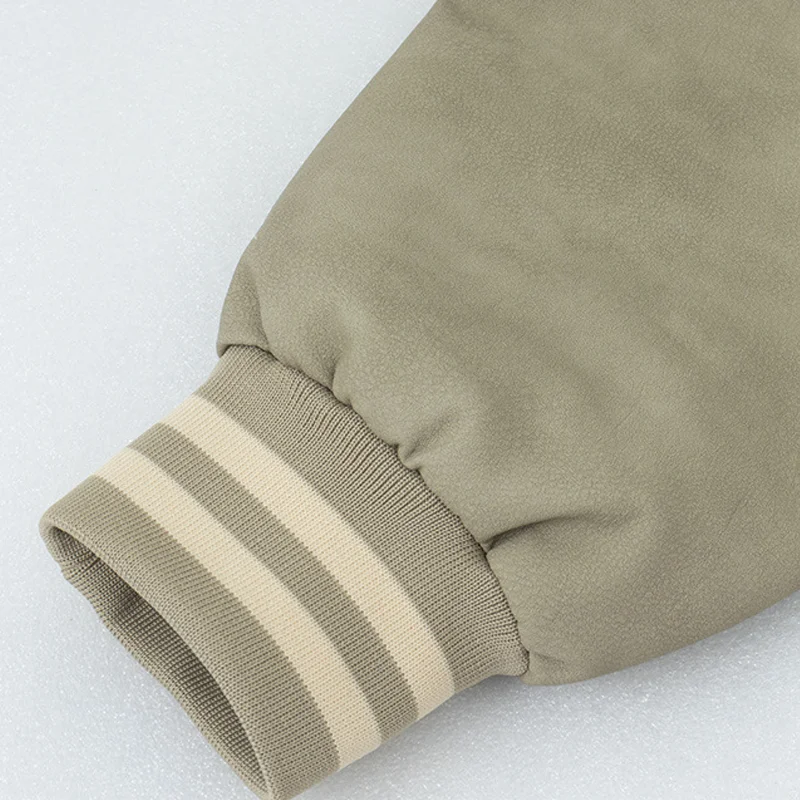 Fashion Custom Embroidery PU Leather Aviator Men Loose Motorcycle Suit Coat Jacket