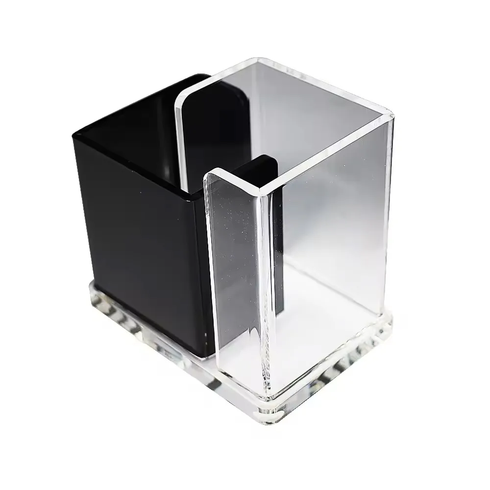 Premium Transparent Acrylic Pen and Pencil Holder in Multicolor Sleek Black Desk Organizer for Office Use