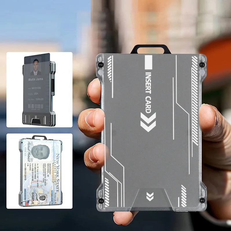 Slim Aluminum RFID With Clear ID Window Minimalist wallet Metal Card holders