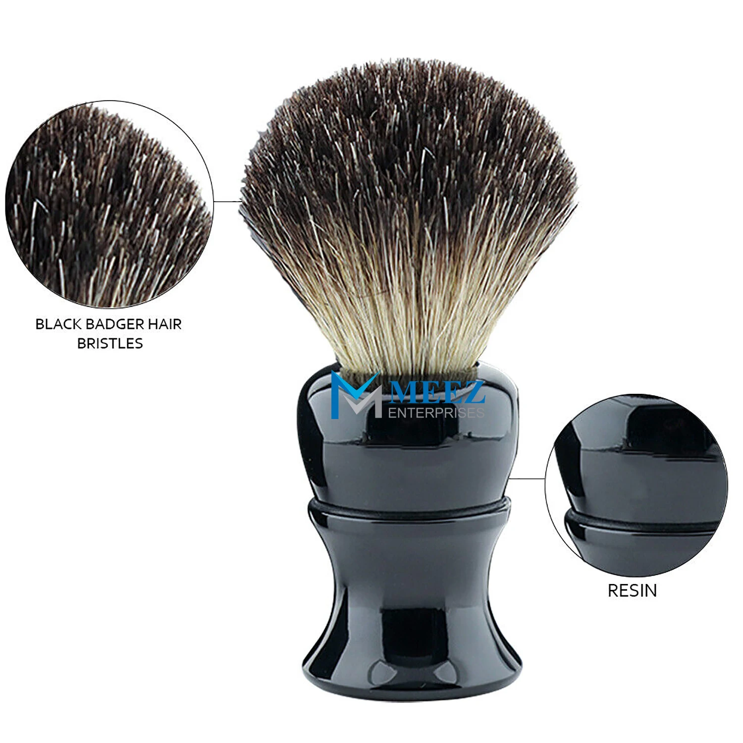 Black Badger Hair Shaving Bristle Brush Luxury Shave Resin Handle Custom Log Shaving Brush Tool