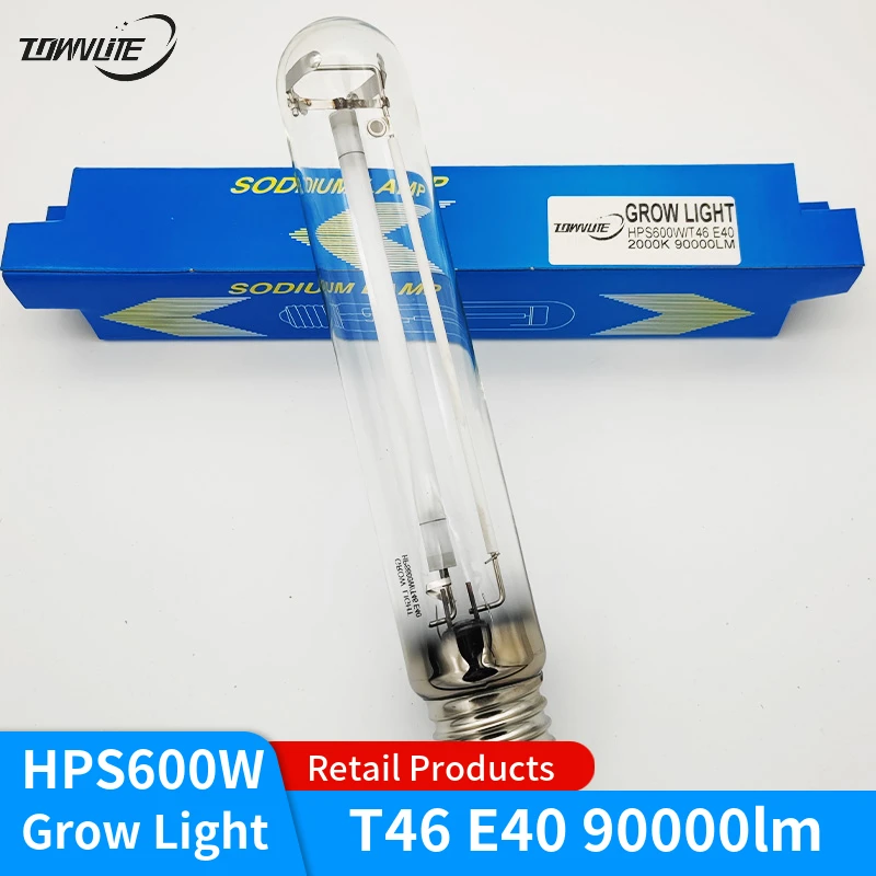 Long life high light flux promotes plant growth light HPS600W T46 E40 90000LM plant sodium lamp