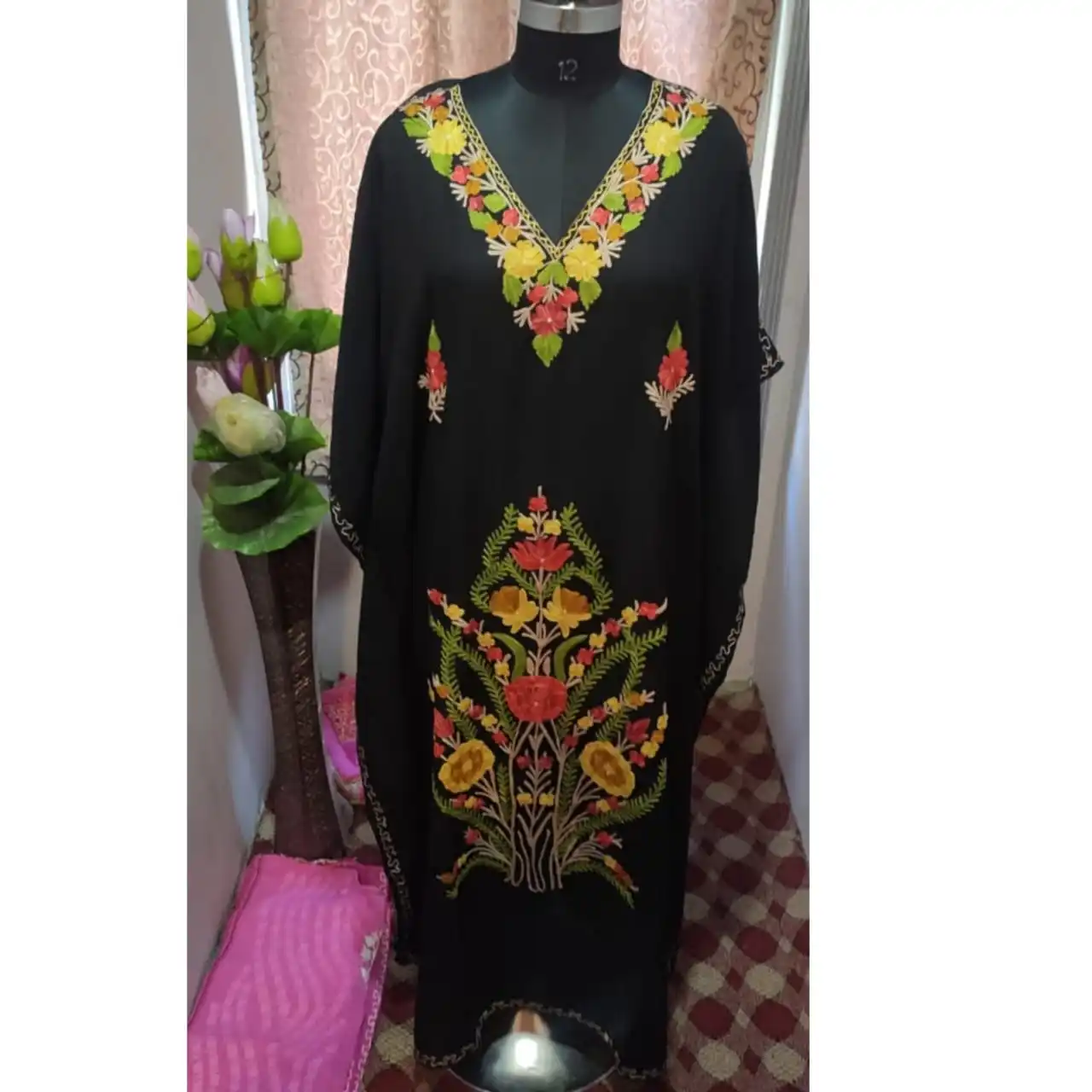 Вышитый хлопок новый дизайн кафтан Kasmiri повседневная одежда платье