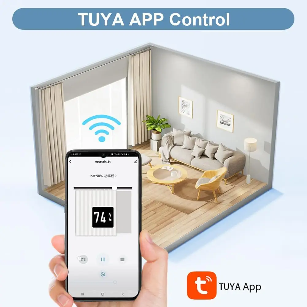 Automatic Wireless Smart Curtain Motor Set Bluetooth Control for Office or Bedroom Supports Many Tracks Types