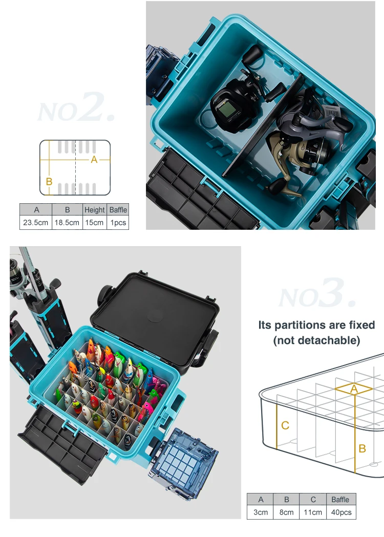 Wholesale Multifunctional ABS PP Plastic Fishing Tackle Storage Box Waterproof Accessory Lure Box Lake Ocean Boat Outdoor