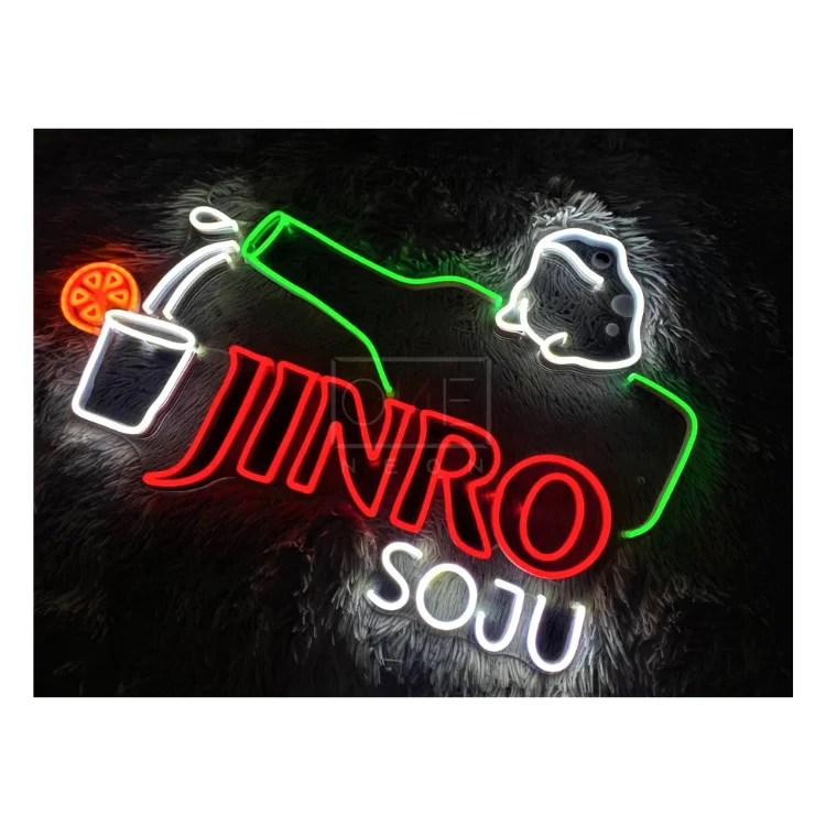Неоновая вывеска JINRO SOJU для бизнеса, неоновая вывеска, светодиодный светильник для украшения магазина, дома, офиса, комнаты, ресторана, магазина, бара, отеля, Настенный декор