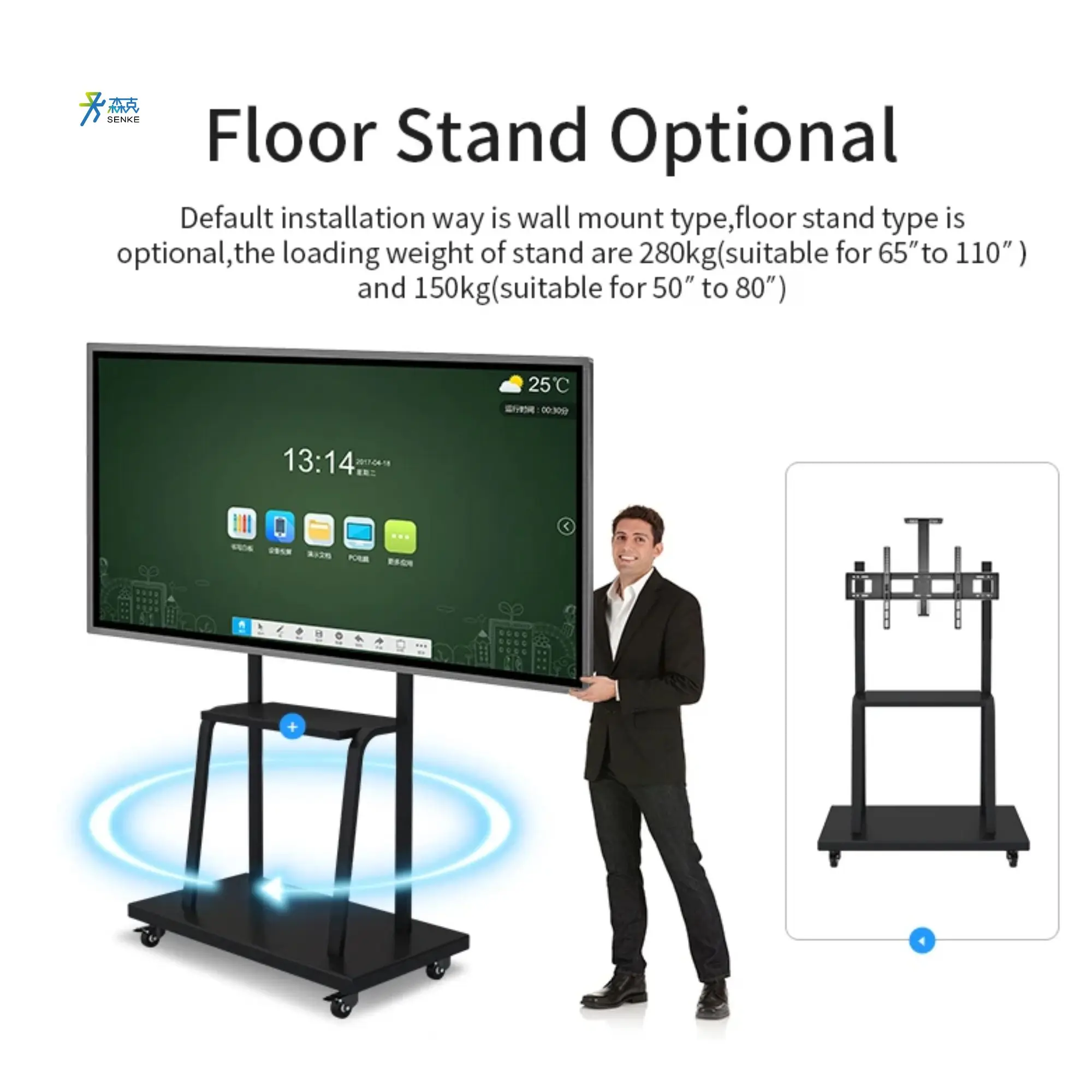 Senke Interactive Whiteboard 65 Inch Digital Touch All In One PC Whiteboard Smart Board Interactive Whiteboard