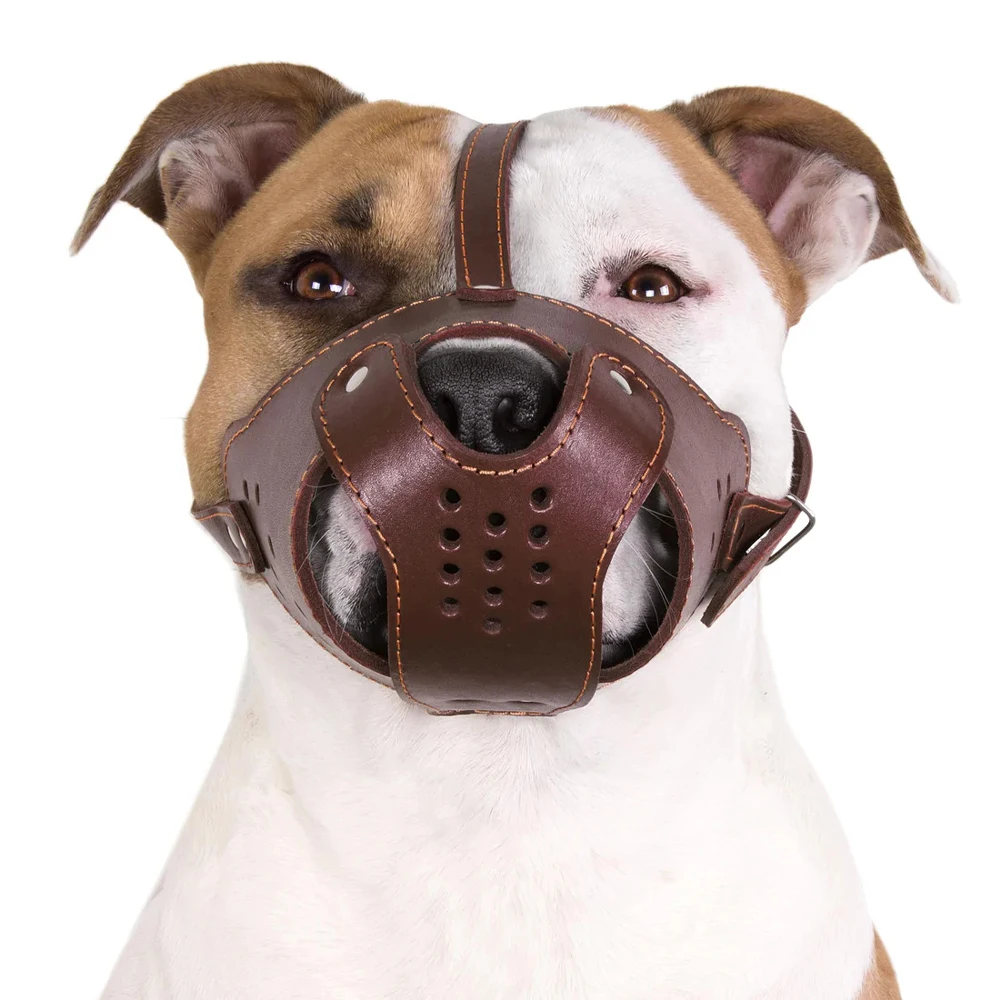 Durable Soft Adjustable Strong Anti-biting Leather Dog Muzzle Dog Mouth Guard Muzzle For Dogs