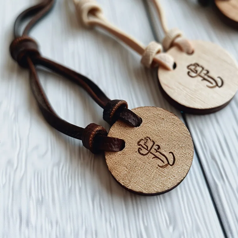 Eco Friendly Leather Braided Rope Custom logo Wooden