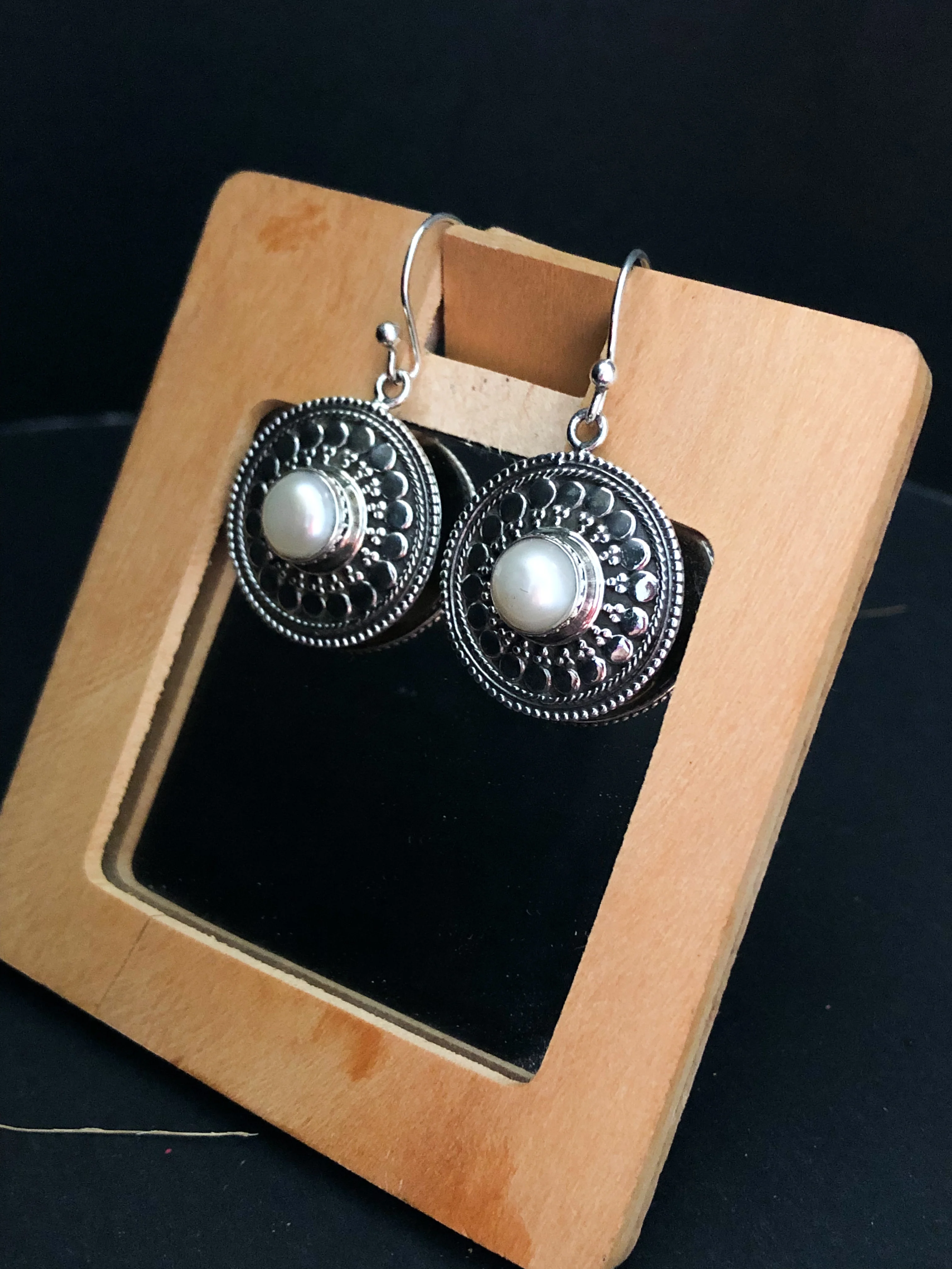 Pearl Natural Gemstone 925 Sterling Silver Earring Jewelry Women Cute Gift Party Western Stone Wedding