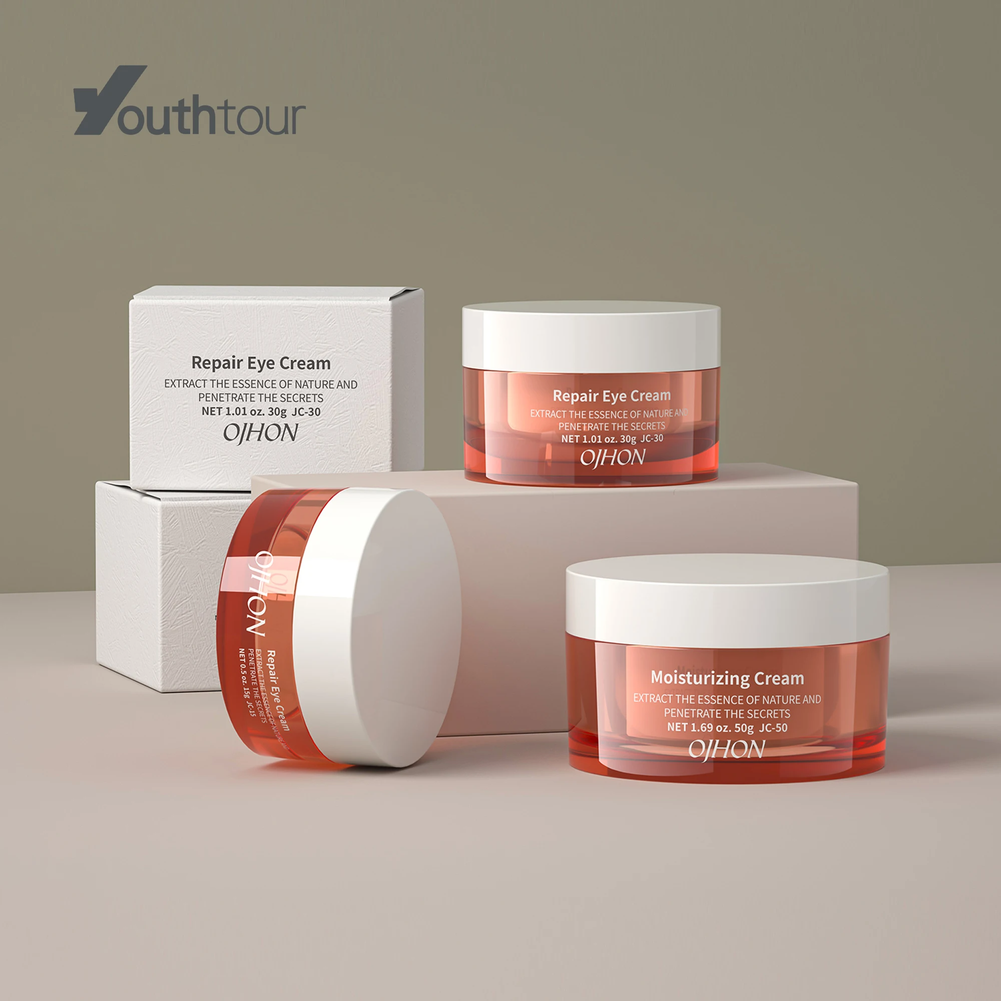 JA PMMA acrylic jar luxury plastic packaging transparent beauty eye face skin cream empty container bottle  with lid 15g 30g 50g
