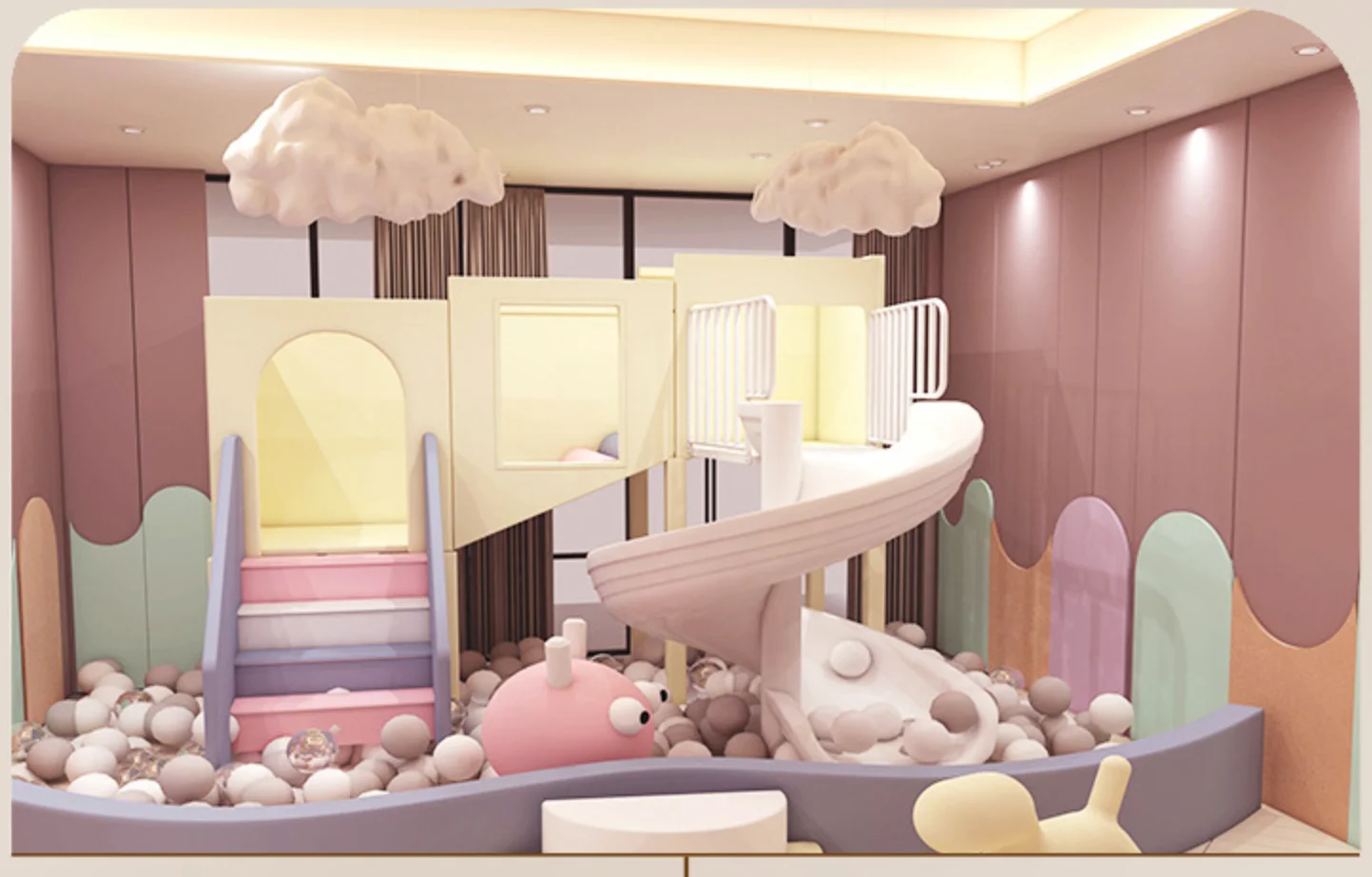 High Quality Indoor Wooden Playhouses with Ball Pit for Nursery Playrooms Or Indoor Play Centres in Shopping Malls Restaurants