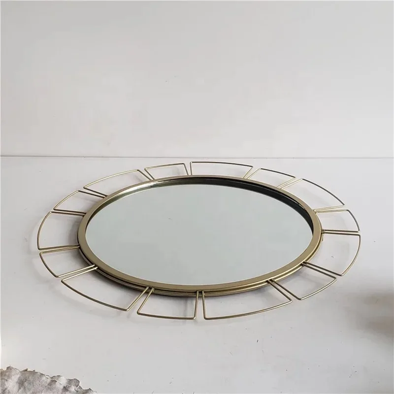Royal Gold Framed Wall Mirror Golden Round Mirror Frame for Interior Decorations