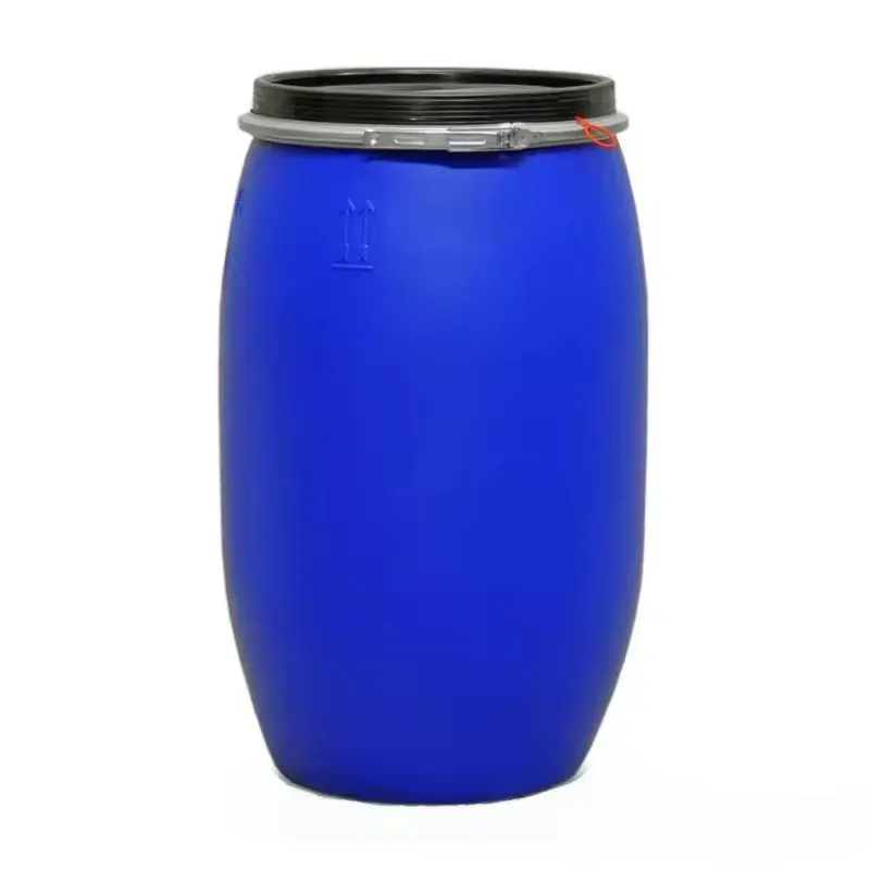Plastic Barrel 200 Litre HDPE Open Top Blue Plastic Drum 55 gallon plastic drum with iron hoop
