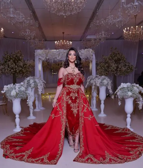 LATEST & STUNNING DESIGNER of ALGERIAN BRIDAL CAFTAN DRESS for PARTY-WEAR WITH Embellished CRYSTAL GLASS BEADS STONE DABKA