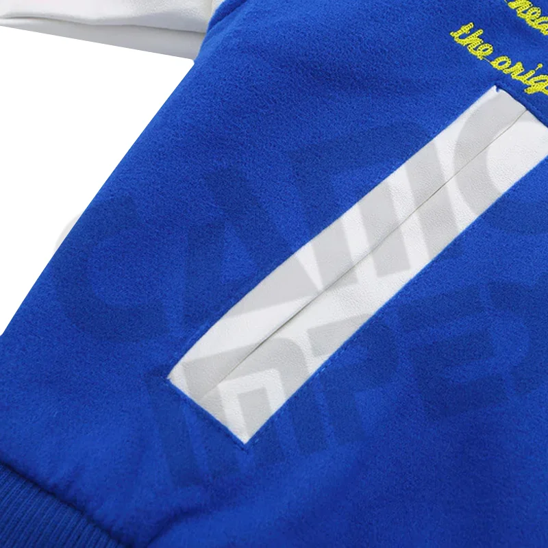 Custom New American Style High Quality Blue Color Embroidered Text Patch Oversize Unisex 100% Cruelty Free Varsity Jacket