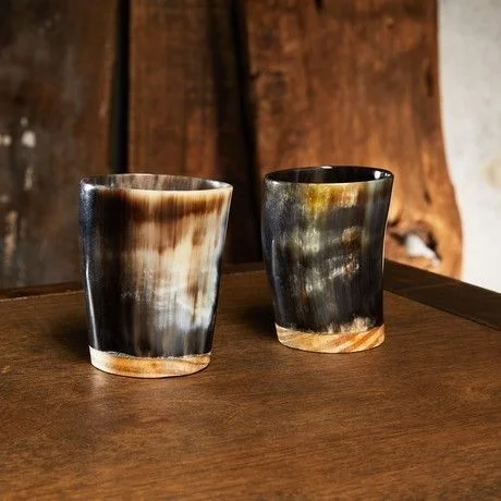 White Horn wine Tumbler Glass Drinkable Tumbler Natural High Quality Custom Glass Buffalo Natural Horn Beer Drink Glass Horn