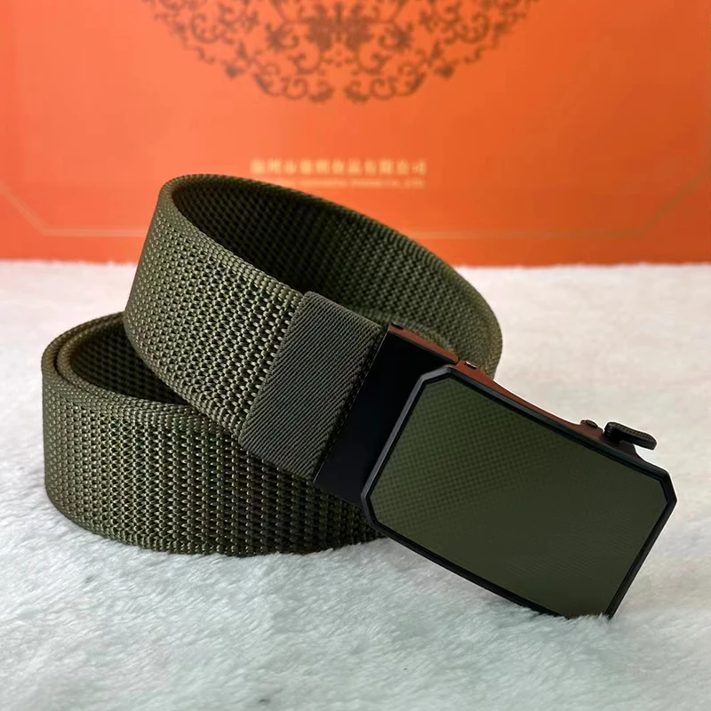New toothless automatic buckle belt manufacturers nylon canvas belt outdoor leisure breathable belt support customization