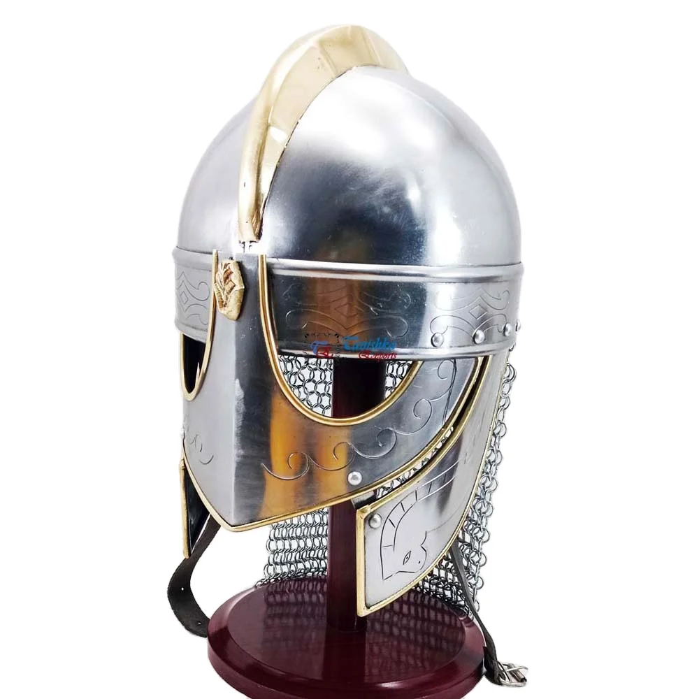 Medieval Norseman Battle Ready Viking Helmet Chainmail with Inner Leather Liner Medieval Viking Raven Helmet
