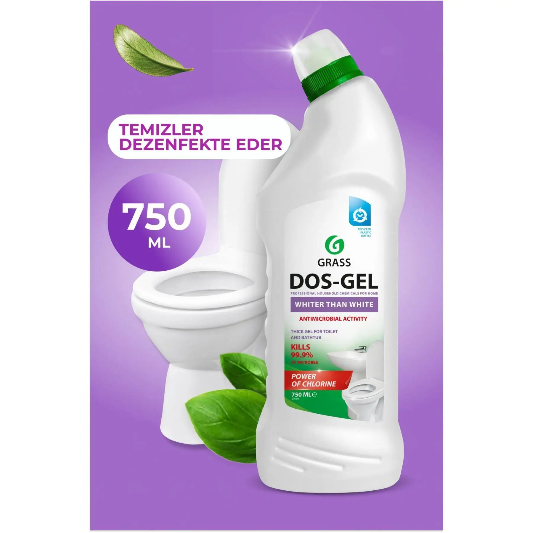 Dos Gel Thick Consistency Bleach 750 ml Active Chlorine Based Multi-Purpose Cleaning Gel Maximum Hygiene