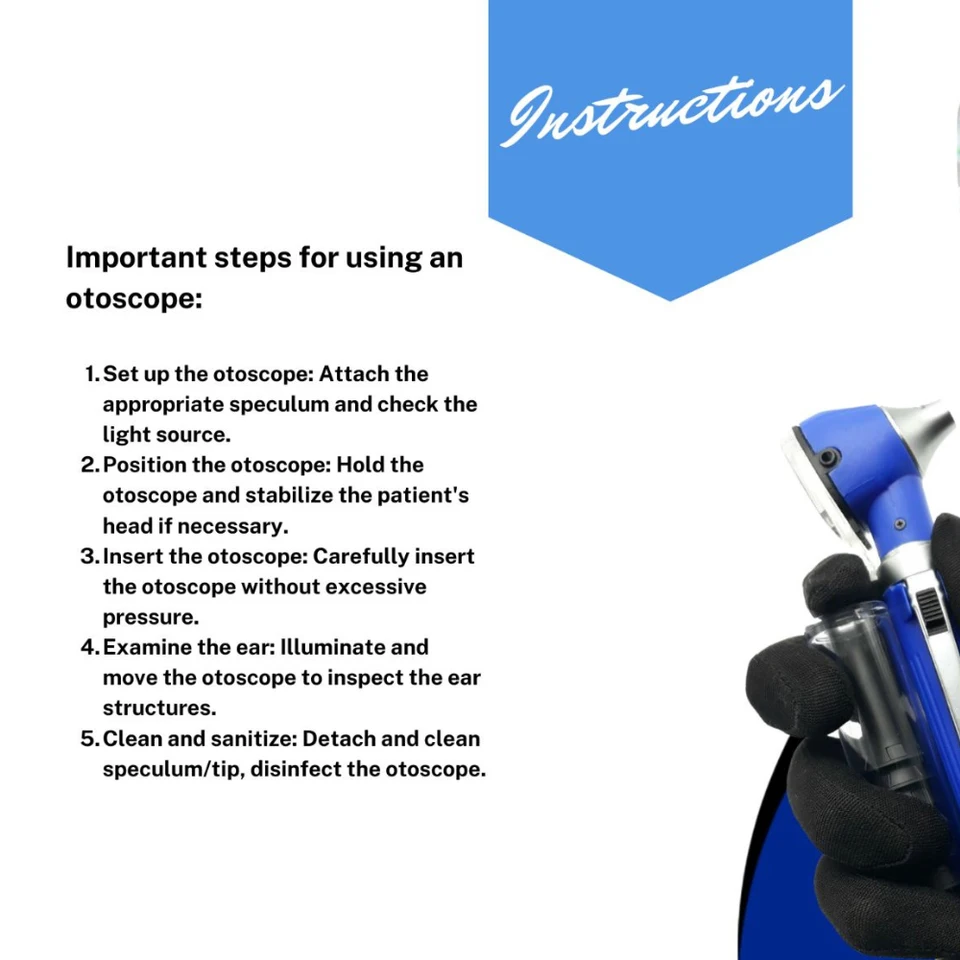 Mini Manual Fiber Optic Otoscope for Medical Diagnostic Visual Acuity Examination Apparatus with Plastic and Metal Material