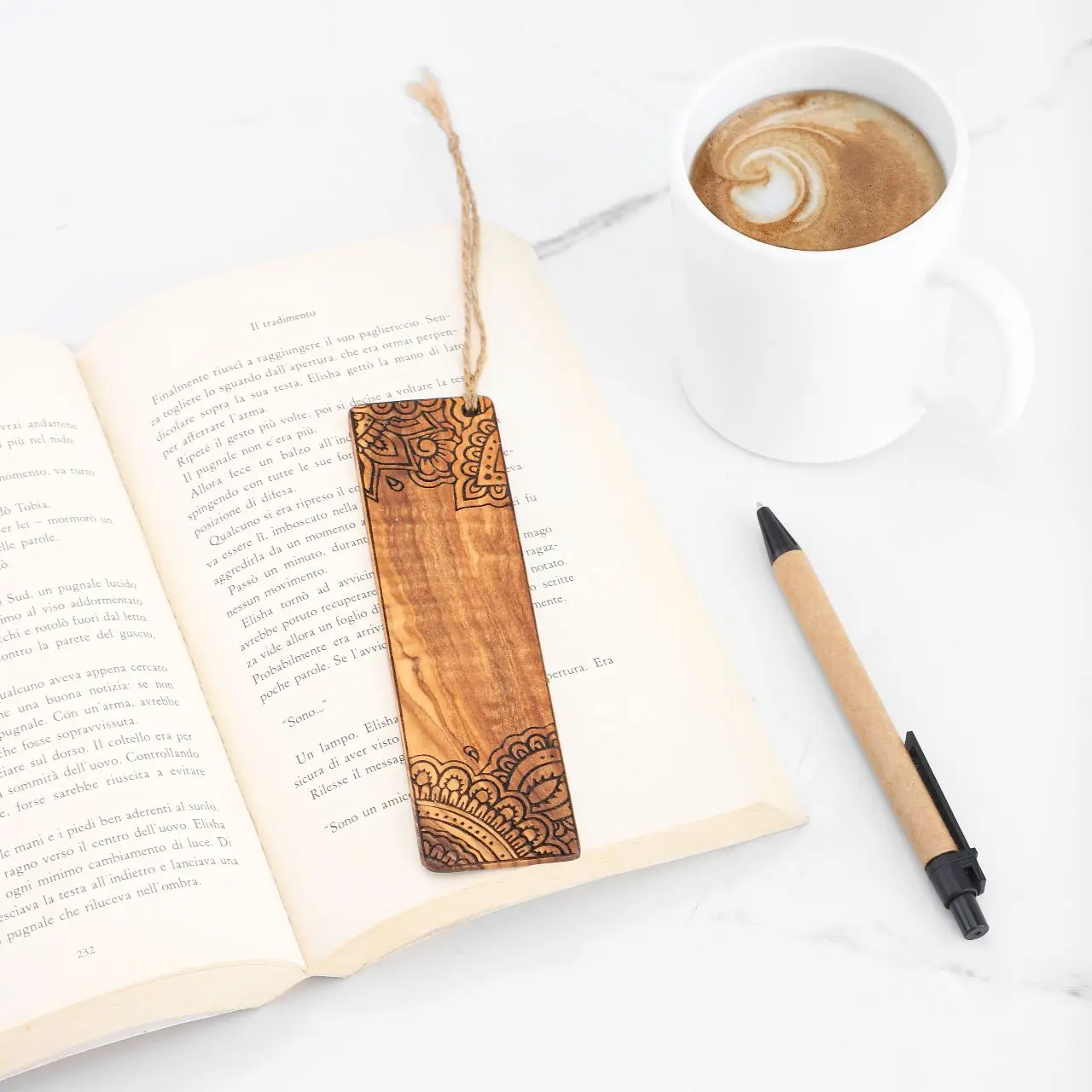 Unique Handcrafted Olive Wood Bookmarks - Customizable,  Ideal for Notebooks & Writing Pads