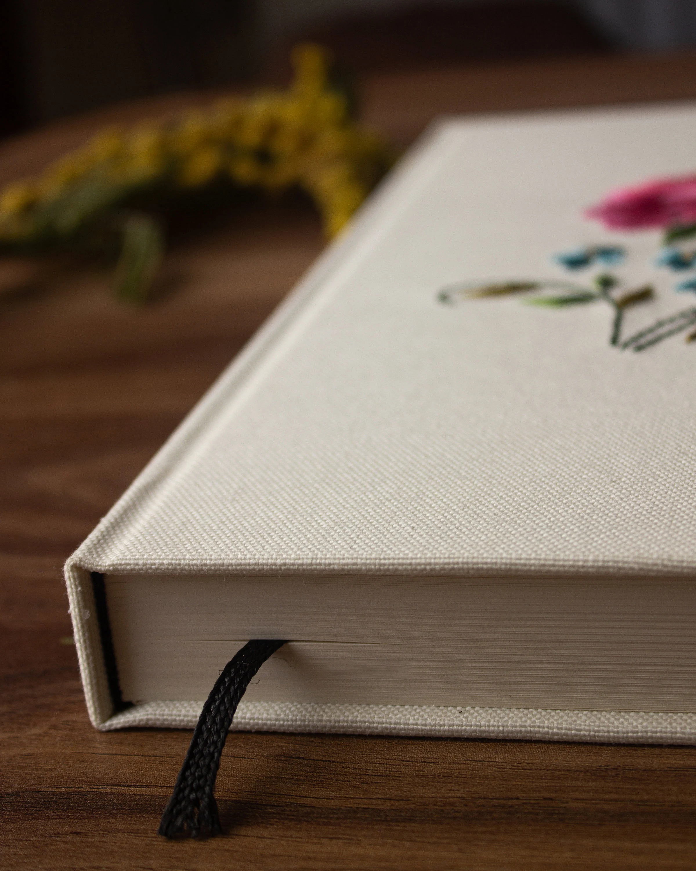 LABON Embroidered Linen Notebook Pink Rose Flowers Personalized Gift Handmade Journal Book
