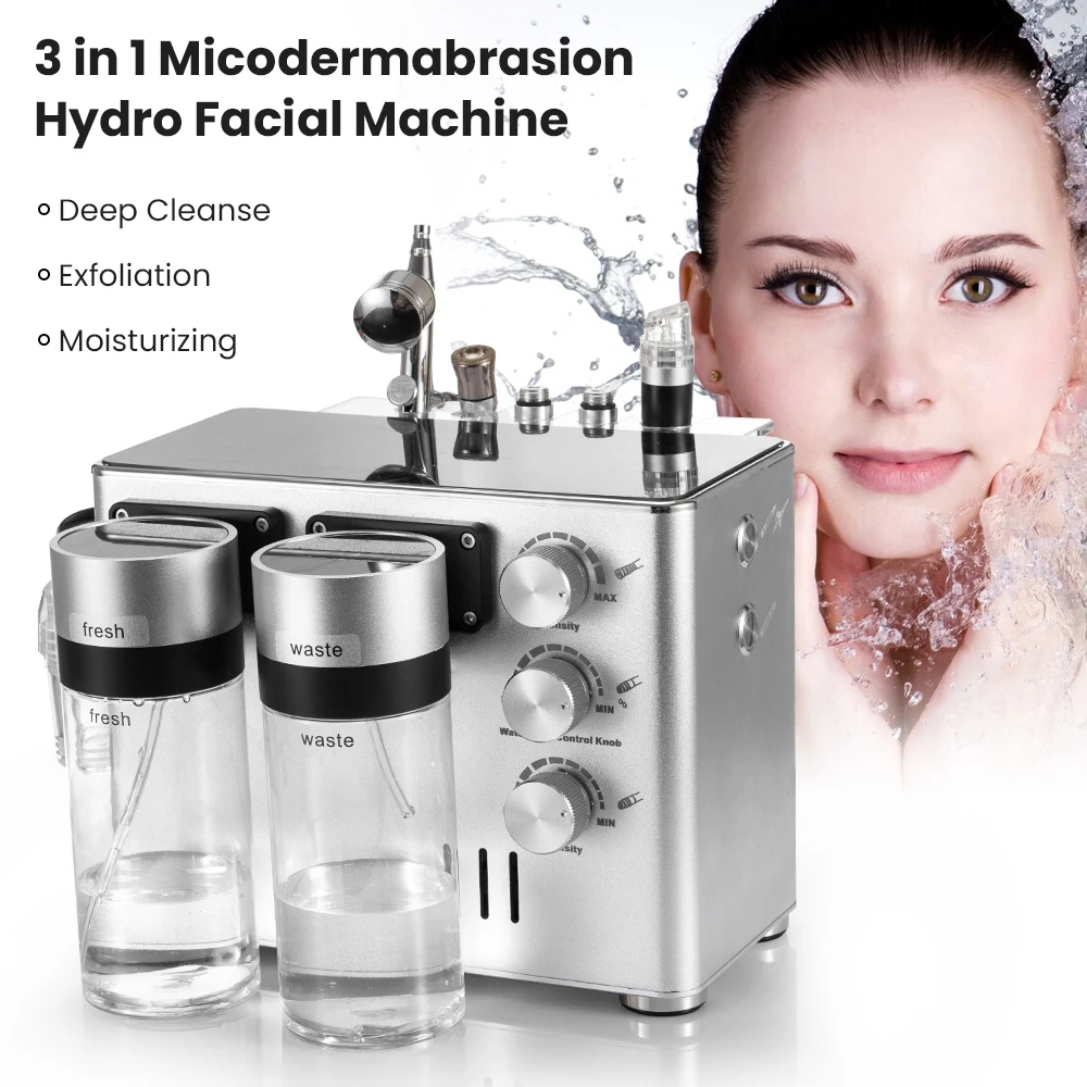 Pro 3-in-1 Diamond Hydra Micordermabrasion Oxygen Facial Deep Cleansing Face Care Machine