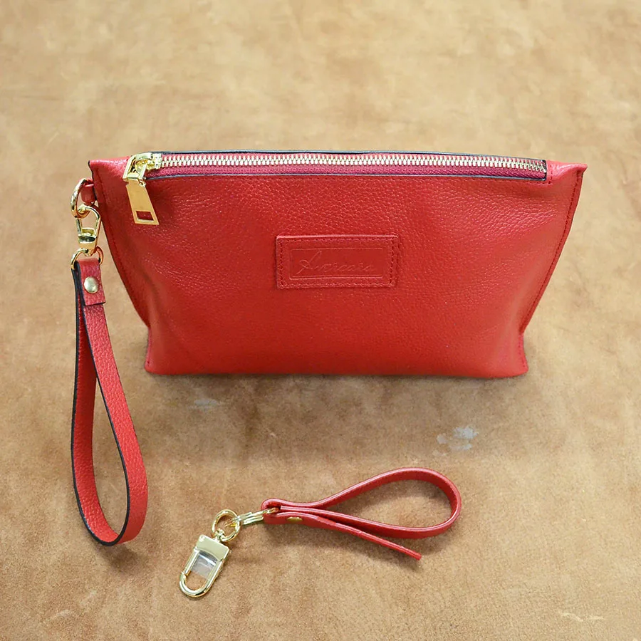 Price From Factory Genuine leather women clutch OEM/ODM supported Red Color Size 22x15x6cm Wholesale purse women purses 2023