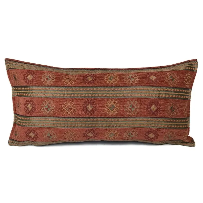 Brick Red Striped Flower Design Pillow Cover Sofa Cover Cushion Cover Woven Square 100% Polyester,chenille National Standards
