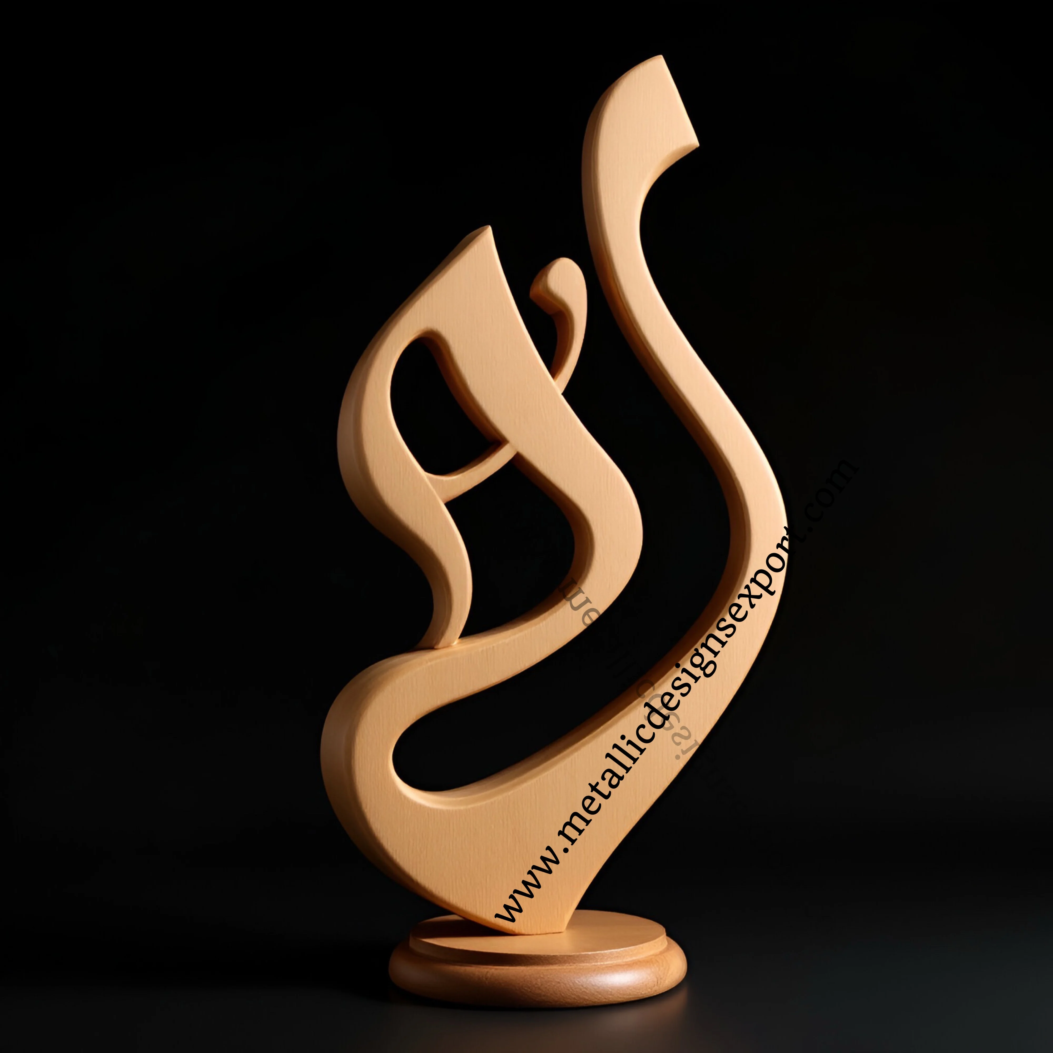 Round Abstract Wooden Sculpture Modern Carved Wood Art Decor, Unique Handcrafted Accent Piece for Home & Office Display