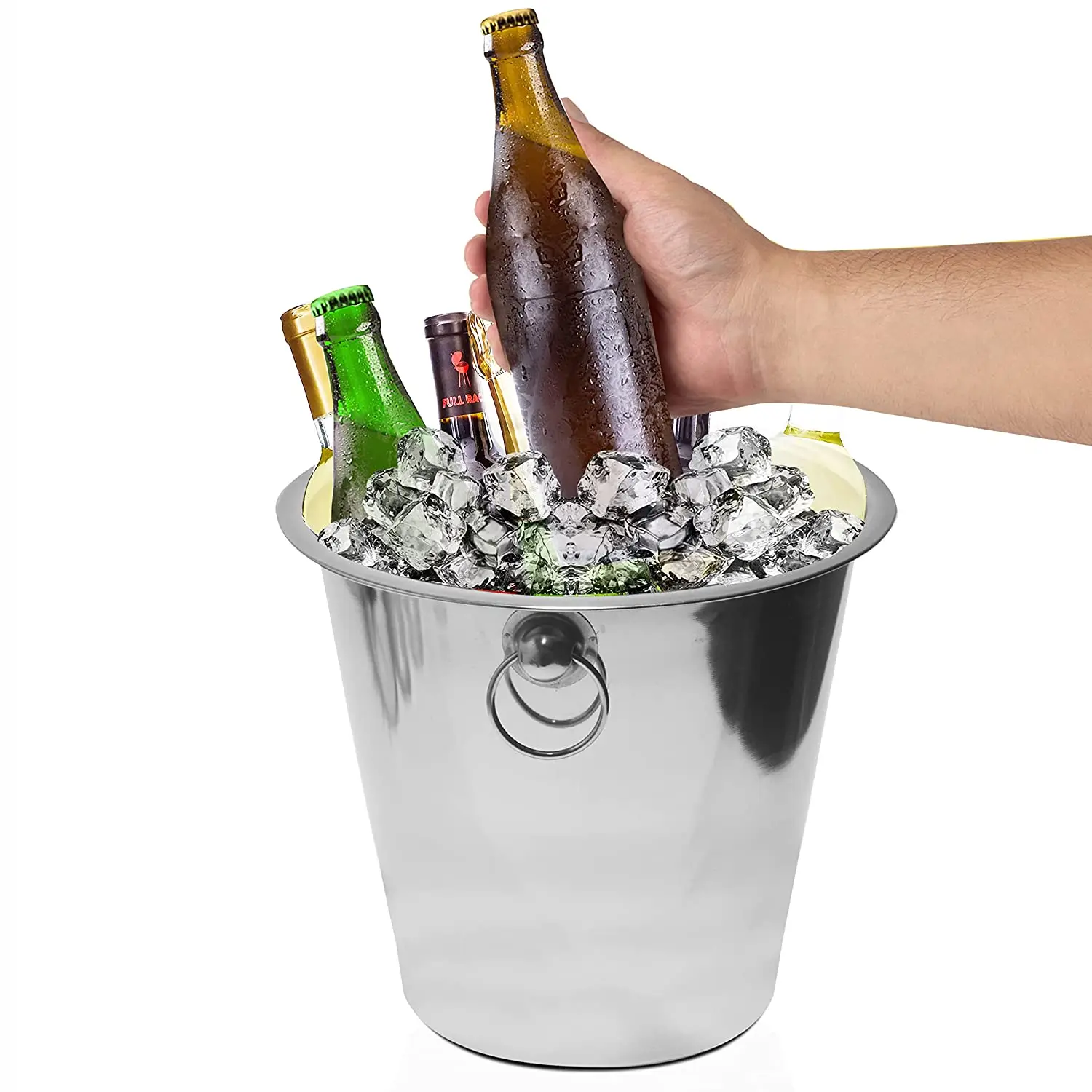 Top Sale 2024 Double Ring Handles Beverage Cooler Stainless Steel Ice Bucket Champagne Bucket Restaurant Bar Outdoor