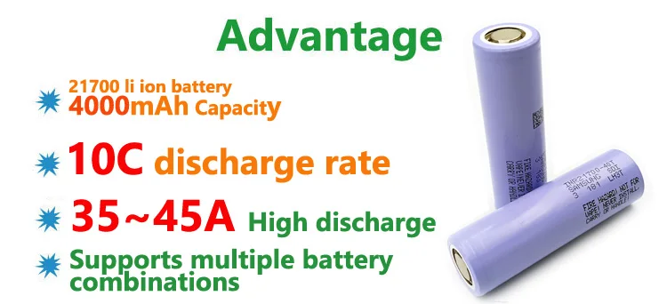 Original Japan Brand For Samsung 21700 Battery 40t 3.6V 4000mAh Rechargeable Lithium Battery For Samsung