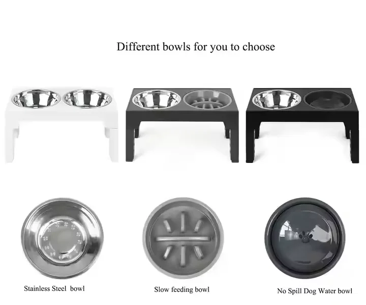 Wholesale 5 Height Adjustable Raised Elevated Pet Dog Bowl with Multiple Combination Options