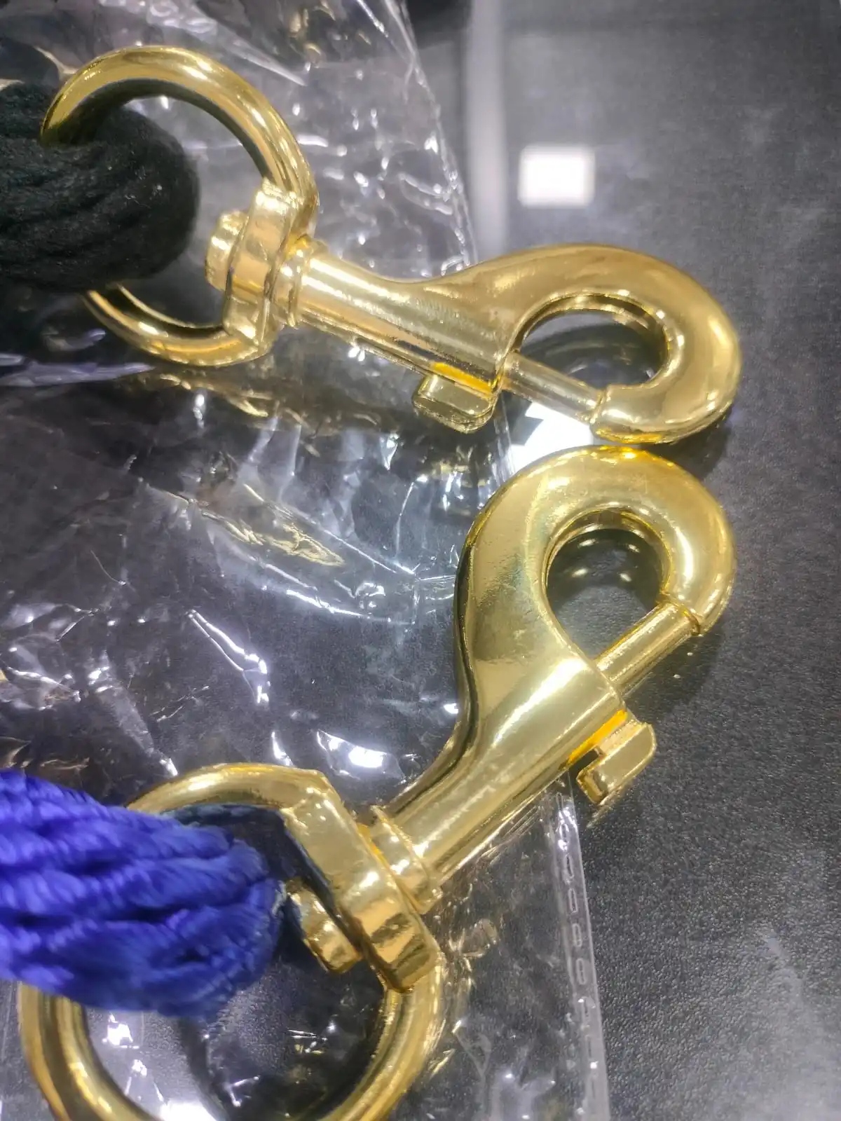 Horse Lead Rope High Quality 2.20 mtr long Brass Plated/Zinc/Pure Brass Heavy 70 Gram Snap with Heavy Clamp