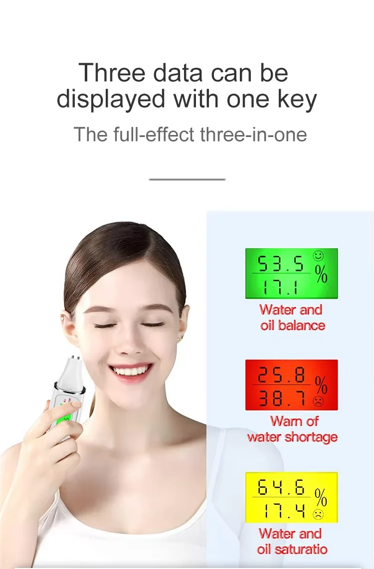Portable Facial Skin Testing Machine Mini Skin Tester Pen Digital Oil Moisture Detector Home Use Skin Analyzer Machine