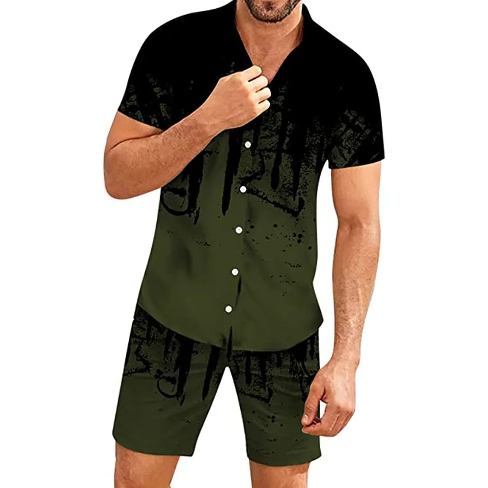 Custom Print New Hawaiian Beach Wear Men sets Shorts Set men tow pieces sets for men