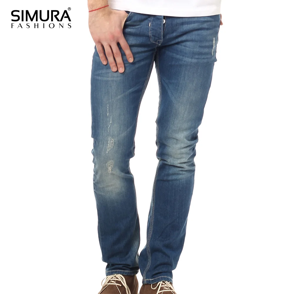 Western Style Cotton Spandex OEM Service Men Clothing Ripped Casual Pants High Street Hip Hot New Denim Jeans Pant For Boys