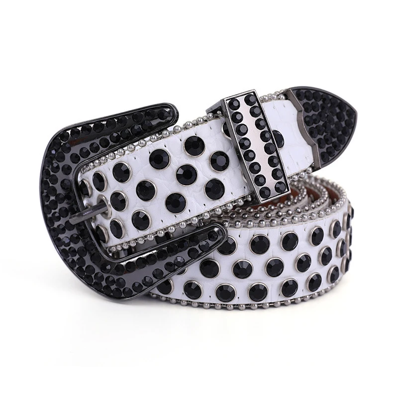 Широкий Модный Блестящий кожаный ремень с блестящими стразами в западном стиле Y2K со стразами для женщин и мужчин