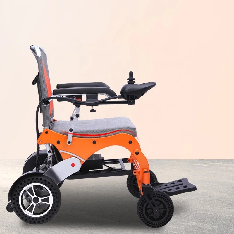Aluminum Lithium Battery Lightweight Folding Electromagnetic Brake Electric Wheelchair Disabled Use Electric Wheelchair
