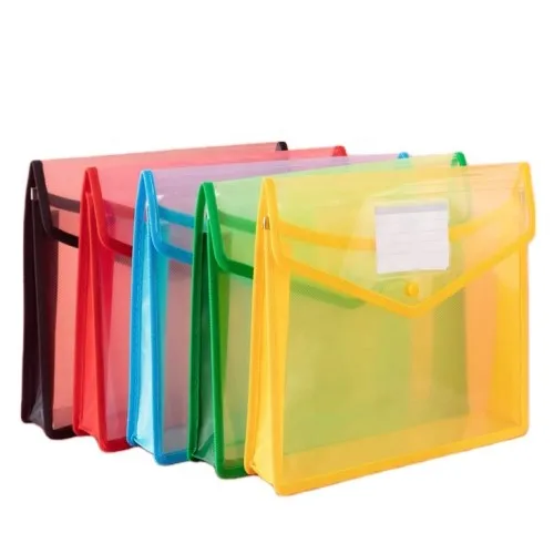 Office Home School Plastic File Folders Snap Button Expandable Envelope Folder Closure Durable Waterproof Folders
