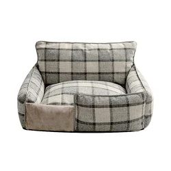 Eco friendly plaid popular wholesale foldable cotton indoor small dog beds cat sleeping a bed for pets