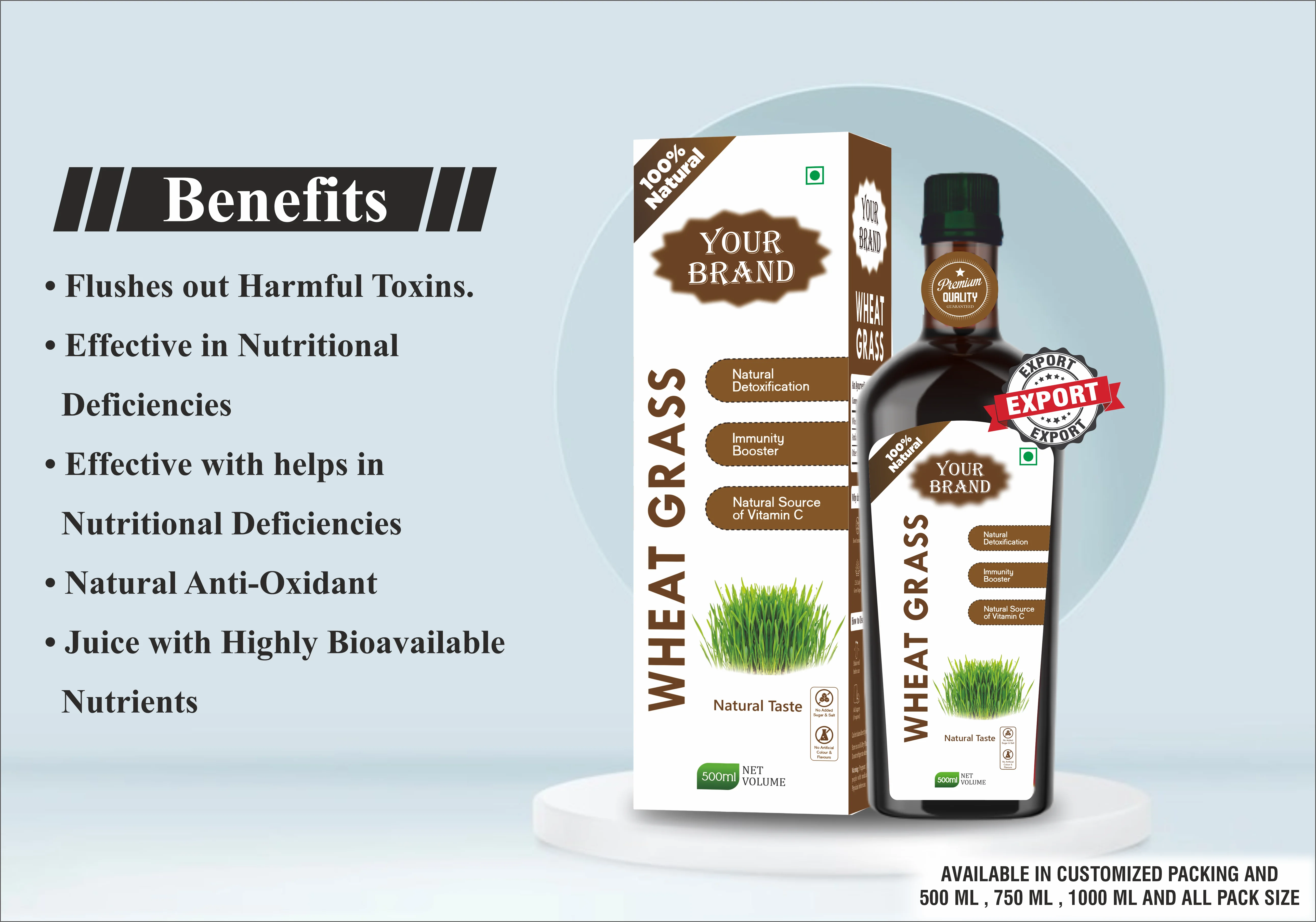 100% органический сок пшеничной травы с индивидуальным логотипом напечатанный натуральный класса для ухода используемый