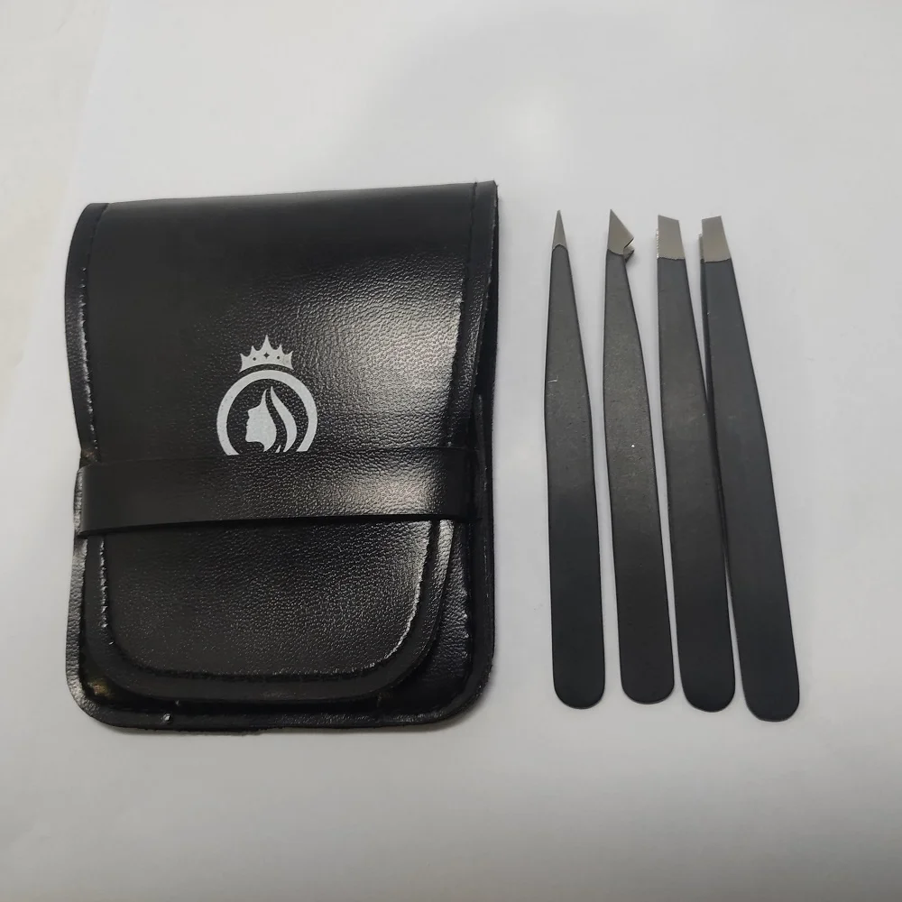 Tweezers Set - Professional Stainless Steel Slant Tweezers for Eyebrows Eyelashes