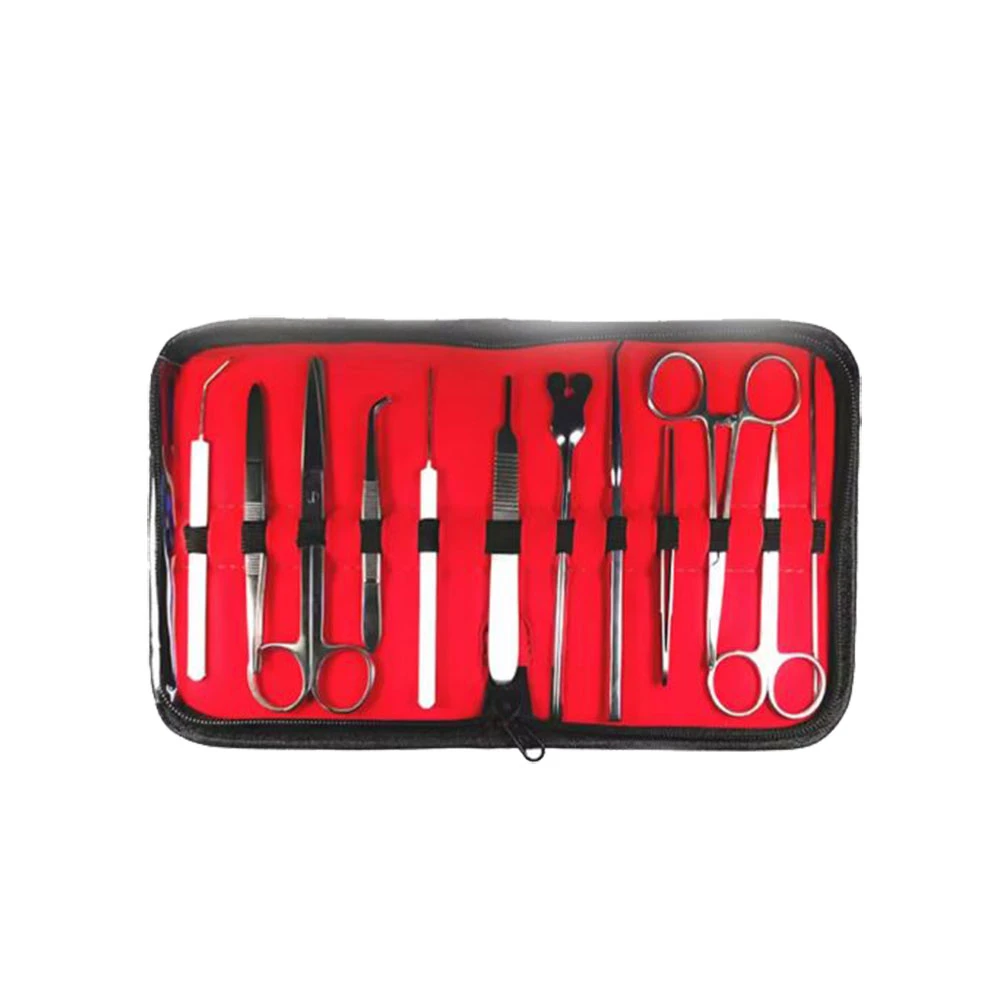surgery kit 11 Pieces Surgical Kits With Scalpel Handle Knife Scissor Tweezers Tools Sets With Leather Case in wholesale price