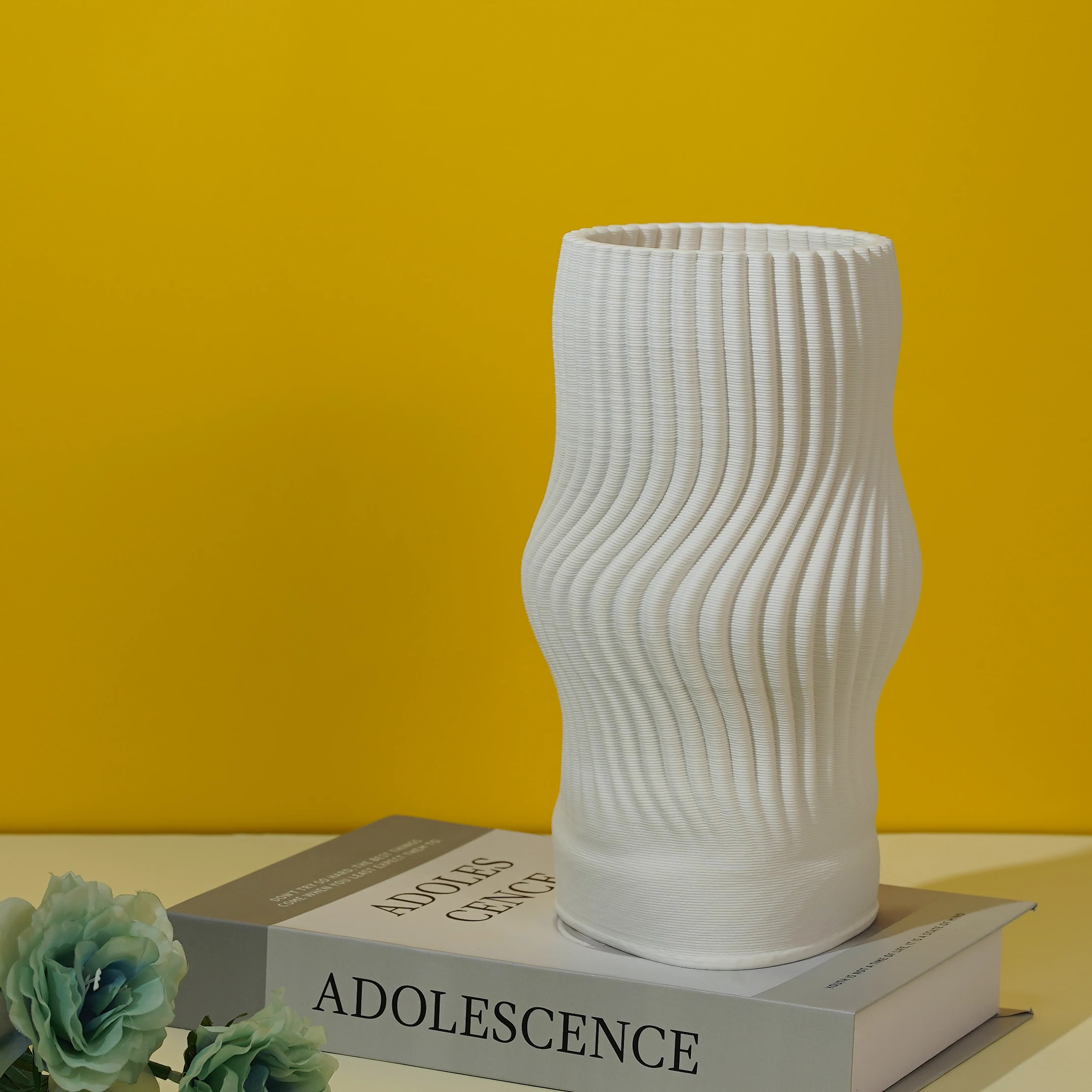 YKL3D Ceramic Printing Vase Rotating Line Modern Living Room Soft Decoration Dried Flower Table Decoration