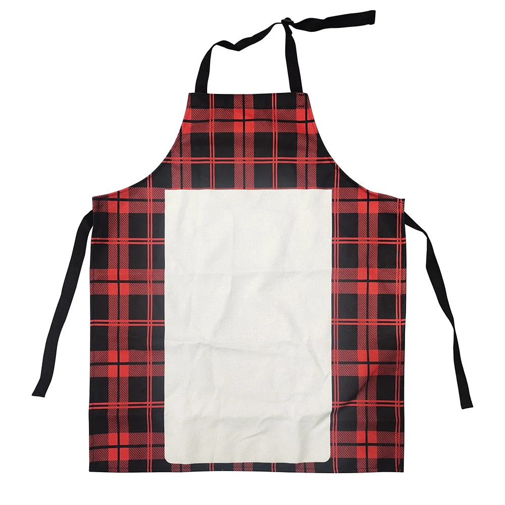 Sublimation blank New product personalized pattern customized cotton linen checked apron