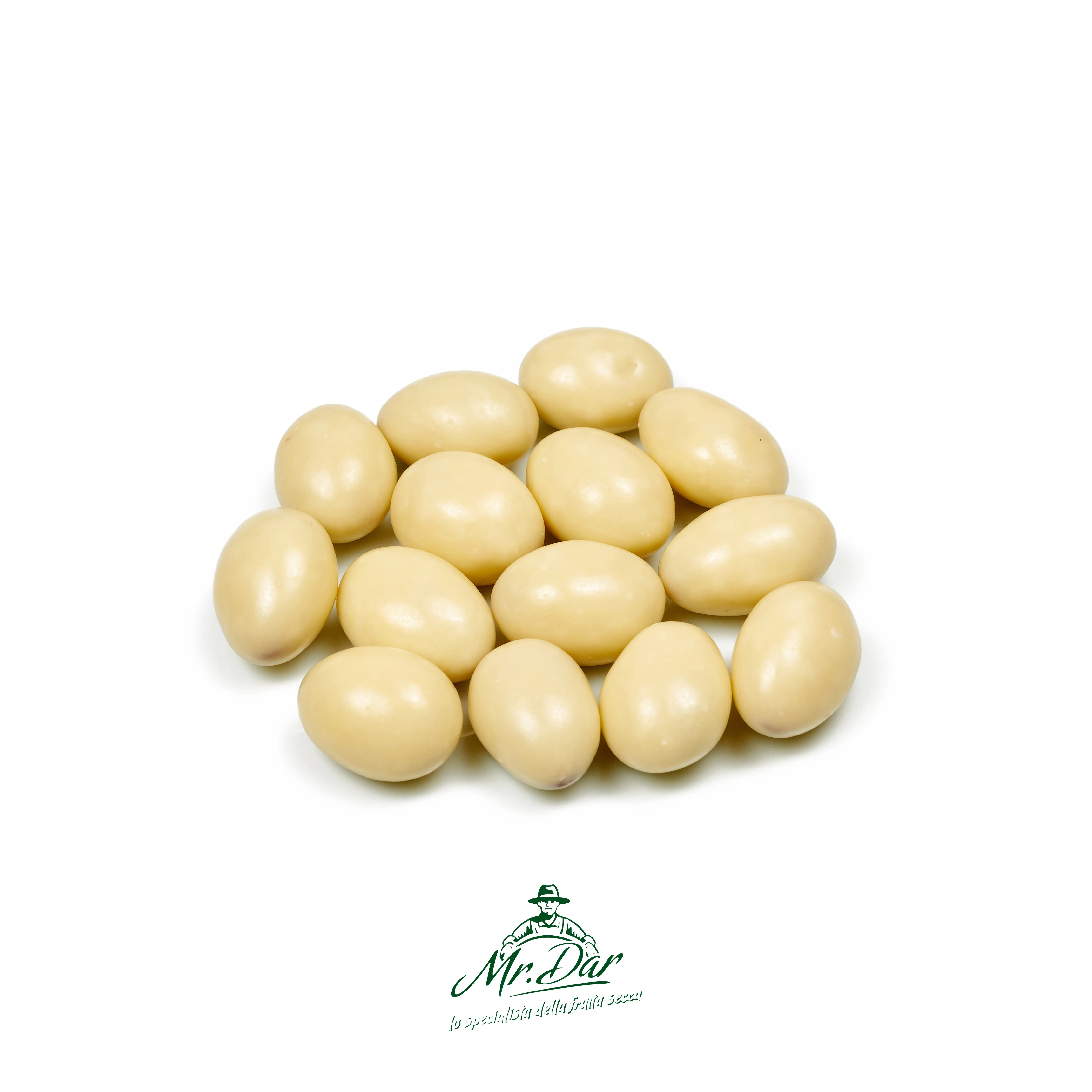 Ready to sell to suppliers  almond roasted coated of delicious white chocolate in 1 kg ten-pieces box